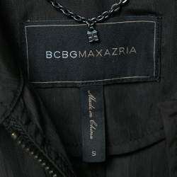 BCBMAXAZRIA Black Crepe Zip-Up Midi Dress S