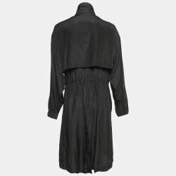 BCBMAXAZRIA Black Crepe Zip-Up Midi Dress S