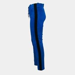 Ben Taverniti Blue Velvet Trim Suede Lace-Trim Unravel Project Trouser M