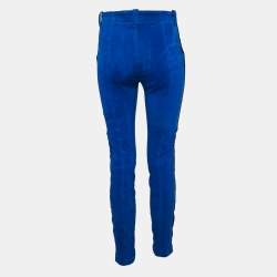 Ben Taverniti Blue Velvet Trim Suede Lace-Trim Unravel Project Trouser M