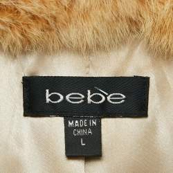 Bebe Beige Sequined Rabbit Fur Jacket L