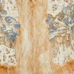 Bebe Beige Sequined Rabbit Fur Jacket L