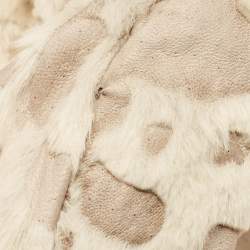 Bebe Beige Sequined Rabbit Fur Jacket L