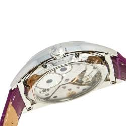 Bernhard H. Mayer Mother Of Pearl Stainless Steel Leather Mecanique-Diamond BH30/CW Women's Wristwatch 44 mm
