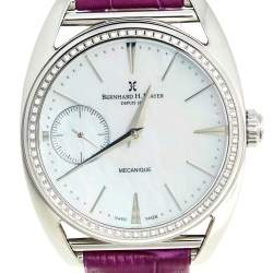 Bernhard H. Mayer Mother Of Pearl Stainless Steel Leather Mecanique-Diamond BH30/CW Women's Wristwatch 44 mm