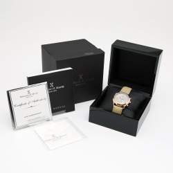 Bernhard H. Mayer Khaki Rose Gold PVD Plated Stainless Steel Leather Irish Chronograph Women's Wristwatch 38 mm