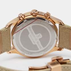 Bernhard H. Mayer Khaki Rose Gold PVD Plated Stainless Steel Leather Irish Chronograph Women's Wristwatch 38 mm