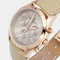 Bernhard H. Mayer Khaki Rose Gold PVD Plated Stainless Steel Leather Irish Chronograph Women's Wristwatch 38 mm