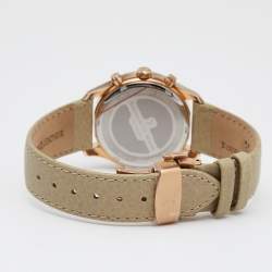 Bernhard H. Mayer Khaki Rose Gold PVD Plated Stainless Steel Leather Irish Chronograph Women's Wristwatch 38 mm