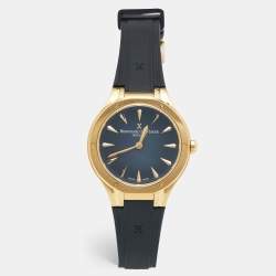 Pre Owned Bernhard H. Mayer Blue Gold PVD Plated Stainless Steel Rubber Le Classique BH34P/CW Women's Wristwatch 35 mm