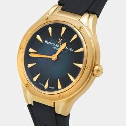 Pre Owned Bernhard H. Mayer Blue Gold PVD Plated Stainless Steel Rubber Le Classique BH34P/CW Women's Wristwatch 35 mm