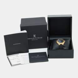 Pre Owned Bernhard H. Mayer Blue Gold PVD Plated Stainless Steel Rubber Le Classique BH34P/CW Women's Wristwatch 35 mm