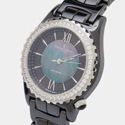 Bernhard H. Mayer Black Mother Of Pearl Black Ceramic Stainless Steel La Vida BH17/CW Women's Wristwatch 38 mm