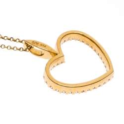 Pre Owned Bernhard H. Mayer Adonia Diamond 18k Yellow Gold Heart Pendant Necklace