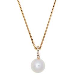 Pre Owned Bernhard H. Mayer Moon Glory 18K Yellow Gold Diamond Pearl Pendant