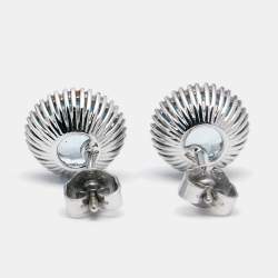 Pre Owned Bernhard H. Mayer Doris Diamond Blue Topaz Stud Earrings