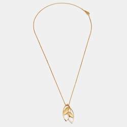 Bernhard H. Mayer Double Leaf Diamond Textured 18K Yellow Gold Pendant