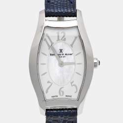 Bernhard H. Mayer Mother Of Pearl Stainless Steel Embossed Leather Serenade B3103 Women's Wristwatch 23 mm