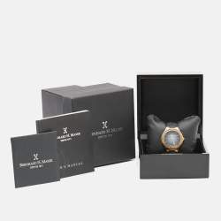 Bernhard H. Mayer Black Mother Of Pearl Effect Gold PVD Plated Stainless Steel Rubber Le Classique BH34P/CW Women's Wristwatch 35 mm
