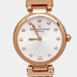 Pre Owned Bernhard H. Mayer Silver Dial Rose Gold PVD Coated Stainless Steel Lurve Diamond BH49W/CW Women's Wristwatch 30 mm