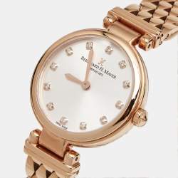 Pre Owned Bernhard H. Mayer Silver Dial Rose Gold PVD Coated Stainless Steel Lurve Diamond BH49W/CW Women's Wristwatch 30 mm