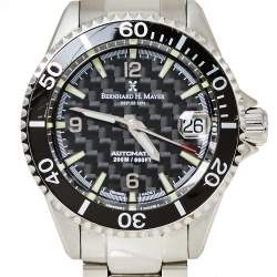 Pre Owned Bernhard H. Mayer Black Stainless Steel Nauticus Men's Wristwatch 37 mm
