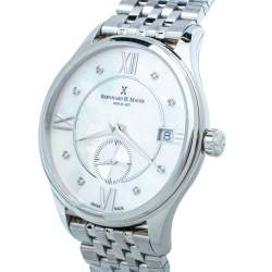 Pre Owned Bernhard H. Mayer Mother Of Pearl Stainless Steel Diamond Muses Women's Wristwatch 36mm