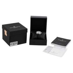 Pre Owned Bernhard H. Mayer White Stainless Steel Leather Force Quantum 41601.623.1 Women's Wristwatch 35 mm
