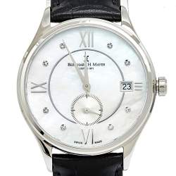 Bernhard H. Mayer Mother Of Pearl Stainless Steel Leather Diamond Muses Women's Wristwatch 36 mm