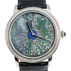 Bernhard H.Mayer Multicolor Stainess Steel Leather Diamond Peacock BH26/CW Women's Wristwatch 38 mm