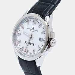 Pre Owned Bernhard H. Mayer White Stainless Steel Leather Force Quantum 41601.623.1 Women's Wristwatch 35 mm