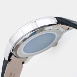 Pre Owned Bernhard H. Mayer White Stainless Steel Leather Force Quantum 41601.623.1 Women's Wristwatch 35 mm