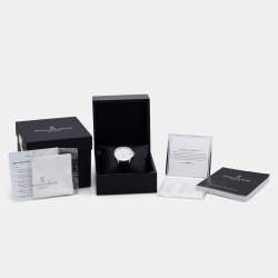 Pre Owned Bernhard H. Mayer White Stainless Steel Leather Force Quantum 41601.623.1 Women's Wristwatch 35 mm