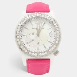Bernhard H. Mayer White Ceramic Leather La Vida Ceramic B2416/CW Women's Wristwatch 38 mm