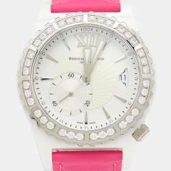 Bernhard H. Mayer White Ceramic Leather La Vida Ceramic B2416/CW Women's Wristwatch 38 mm