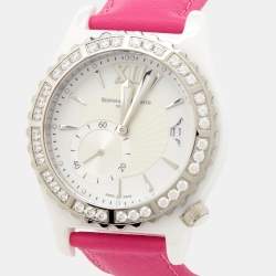 Bernhard H. Mayer White Ceramic Leather La Vida Ceramic B2416/CW Women's Wristwatch 38 mm
