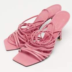مملوكة مسبقًا Black Suede Studio Size 40 Pink Leather Ankle Strap Sandals