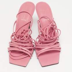 مملوكة مسبقًا Black Suede Studio Size 40 Pink Leather Ankle Strap Sandals