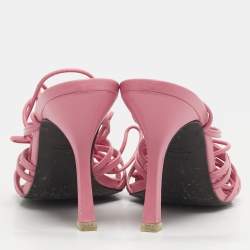 مملوكة مسبقًا Black Suede Studio Size 40 Pink Leather Ankle Strap Sandals