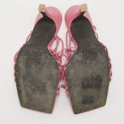 مملوكة مسبقًا Black Suede Studio Size 40 Pink Leather Ankle Strap Sandals