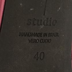 مملوكة مسبقًا Black Suede Studio Size 40 Pink Leather Ankle Strap Sandals