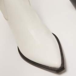 Black Suede Studio x Caroline Stanbury White Leather Knee Length Boots Size 38