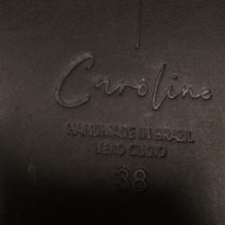 Pre Owned Black Suede Studio x Caroline Stanbury Black Leather Knee Length Boots Size 38