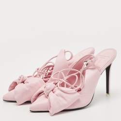 Black Suede Studio x Caroline Stanbury Pink Leather Ankle Wrap Pumps Size 38