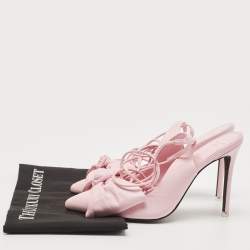 Black Suede Studio x Caroline Stanbury Pink Leather Ankle Wrap Pumps Size 38