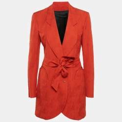 Pre Owned بليزر باسلر خوخي جاكار مربع بتفاصيل حجر مقاس ضخم - XXXL