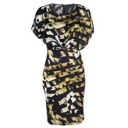 Blumarine Black Printed Overlay Short Sleeve Dress S