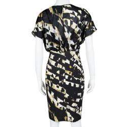 Blumarine Black Printed Overlay Short Sleeve Dress S