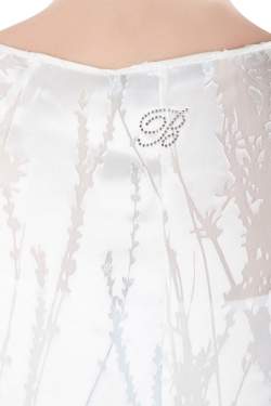Blumarine White Silk Blend Raglan Sleeve Burnout Blouse M