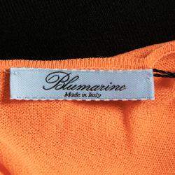 Blumarine Orange and White Colorblock Knit Drop Waist Sleeveless Dress L